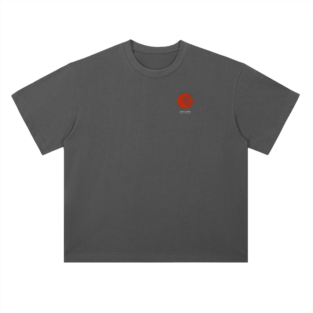 Cooly Japan Rising Sun Logo Tee — Black Oversized Drop-Shoulder T-Shirt (300gsm)
