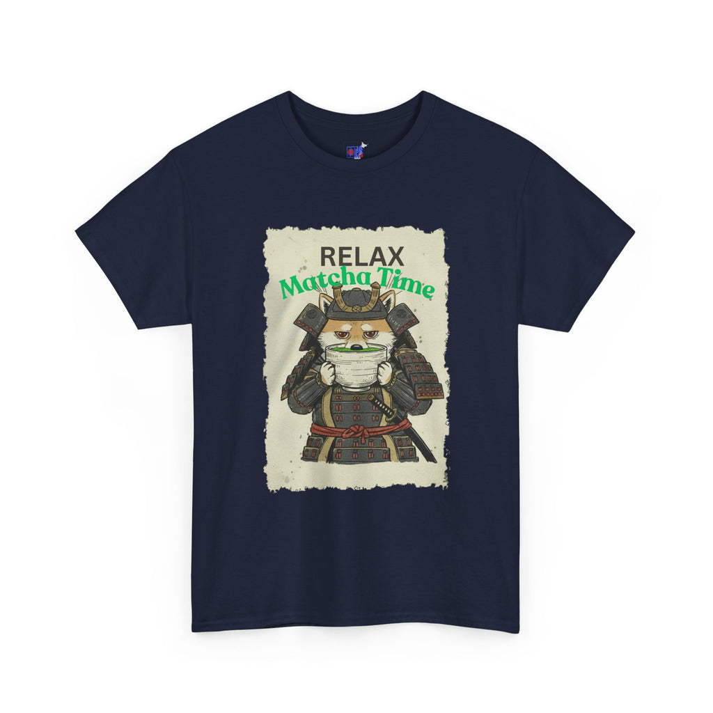 Samurai Shiba Inu Drinking Matcha Tee — Relax Matcha Time Graphic T-Shirt