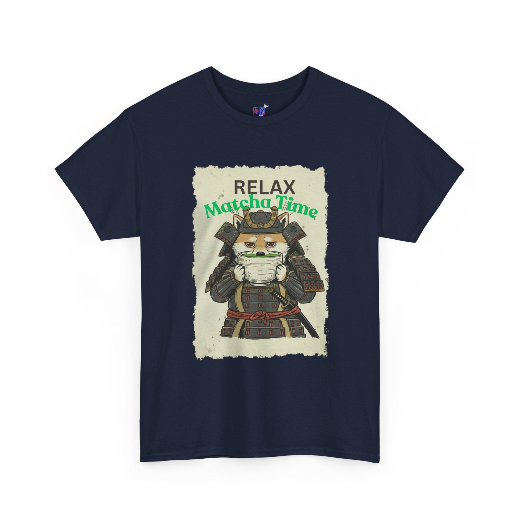 Samurai Shiba Inu Drinking Matcha Tee — Relax Matcha Time Graphic T-Shirt