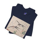 Teisai Hokuba "Swallows and Peonies" | Edo-period Surimono Art Tee (Dark)