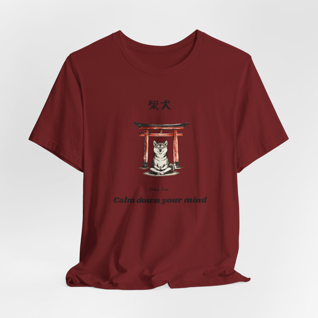 Shiba Inu Torii Gate Calm Down Your Mind T-Shirt | Japanese Zen Tee