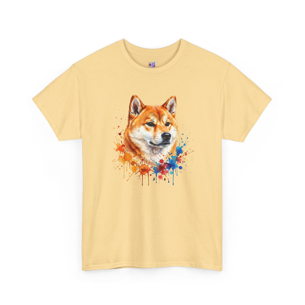 Shiba Inu Watercolor T-Shirt — Colorful Dog Portrait Tee