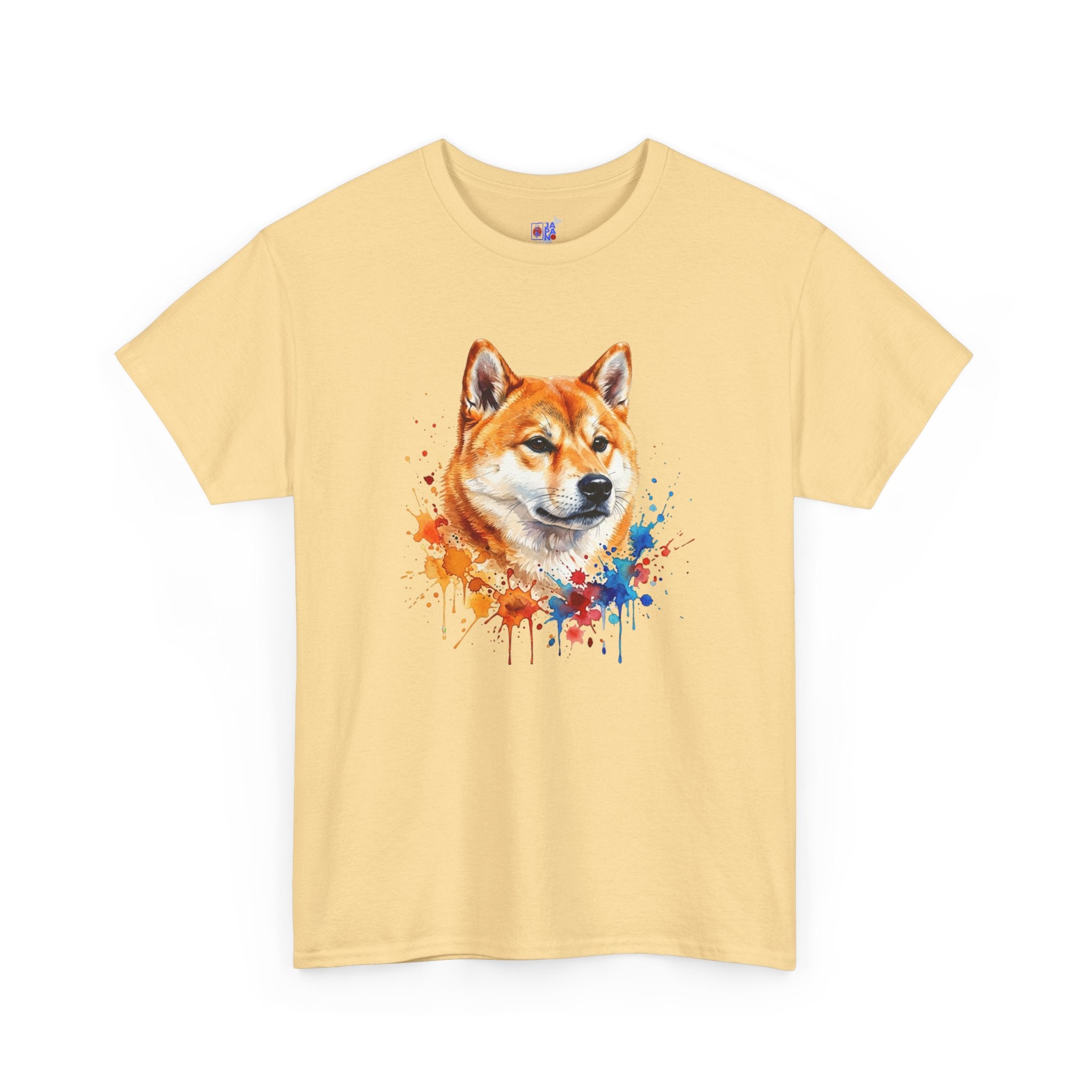 Shiba Inu Watercolor T-Shirt — Colorful Dog Portrait Tee