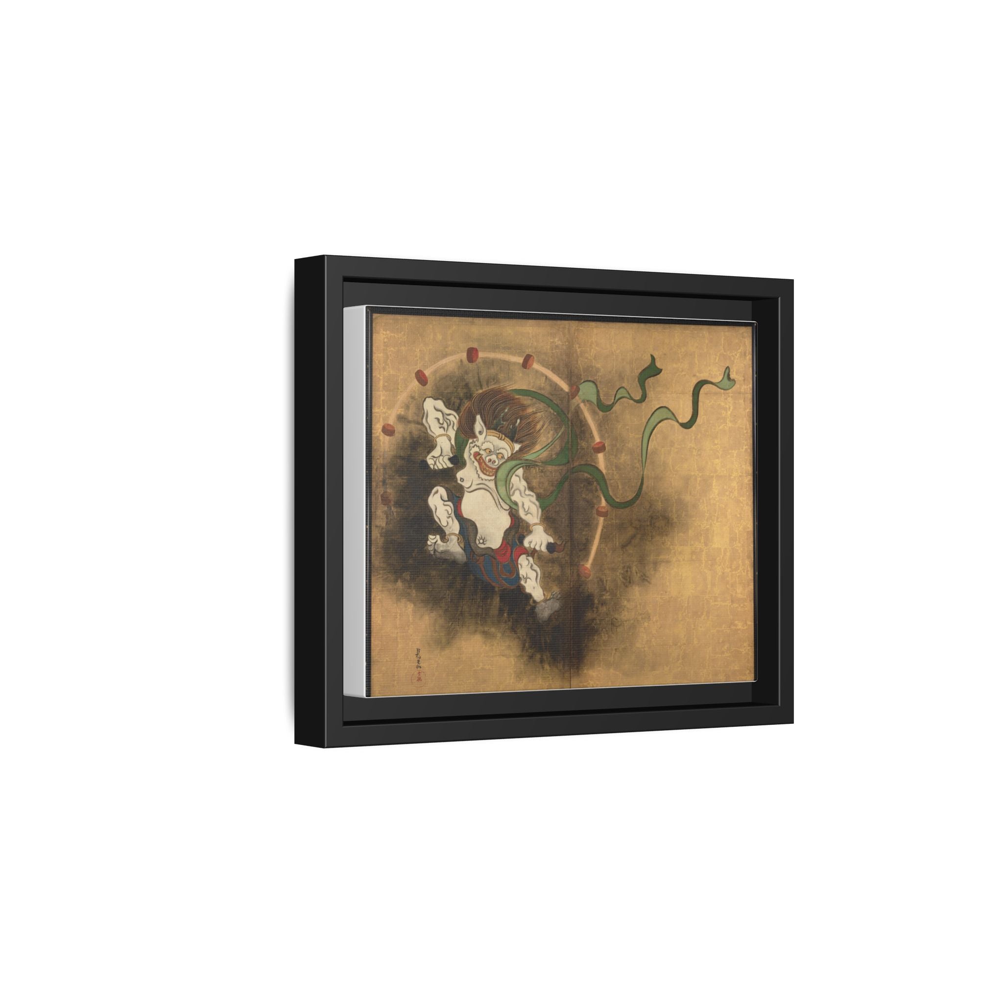 Raijin Thunder God Framed Canvas Print, Ogata Korin Edo Period Japanese Art, Rinpa Museum Reproduction, Japanese Mythology Wall Art