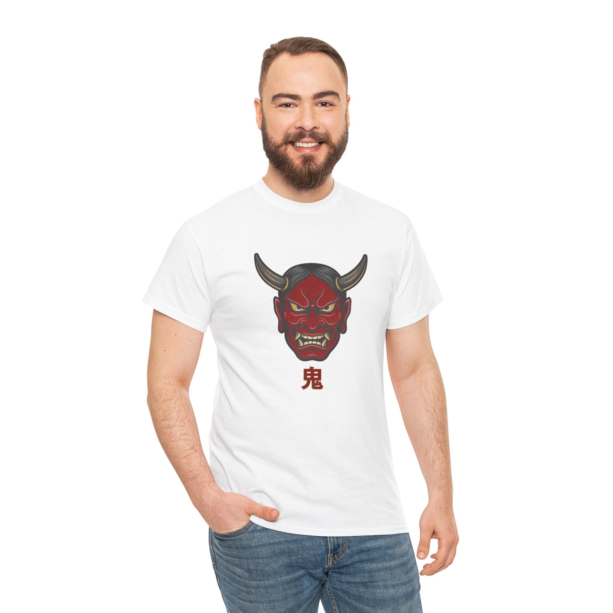 Oni Mask T-Shirt — 鬼 Japanese Demon Men's Graphic Tee | Dark Japan Streetwear Shirt