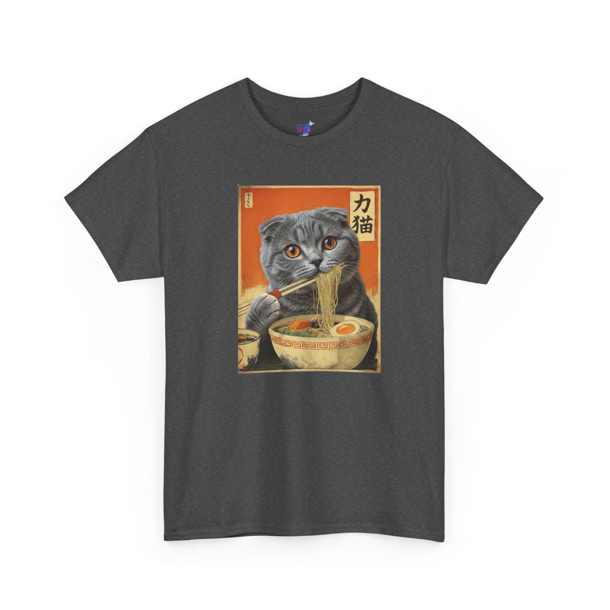 Mochi the Ramen Cat T-Shirt — Scottish Fold Eating Ramen | 力猫 Funny Japanese Cat Ukiyo-e Vintage Graphic Tee