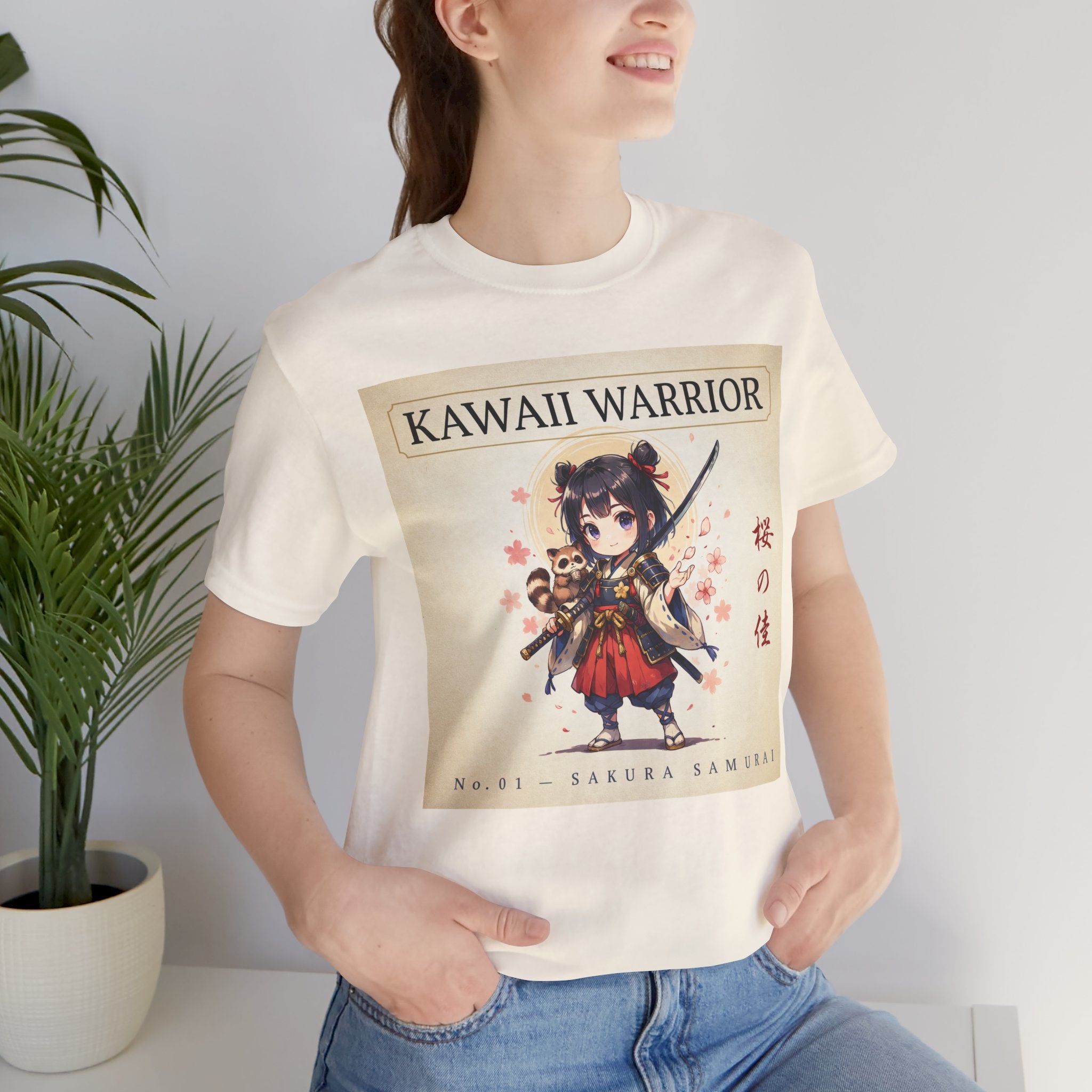 Kawaii Sakura Samurai T-Shirt — Cute Anime Warrior Tee
