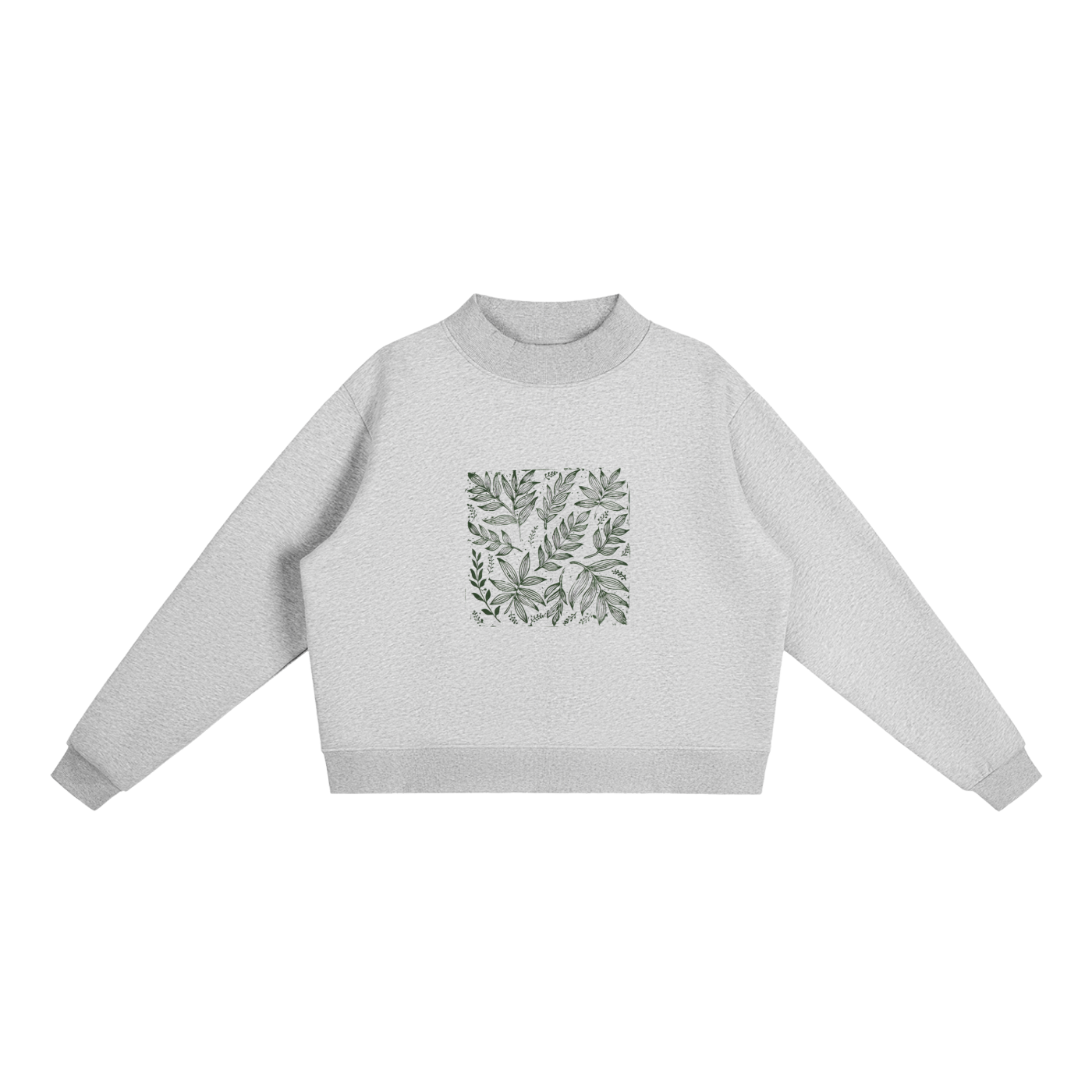 CoolyJapan Fleece Mock-Neck Crop Sweatshirt — 350gsm Heavyweight Women's