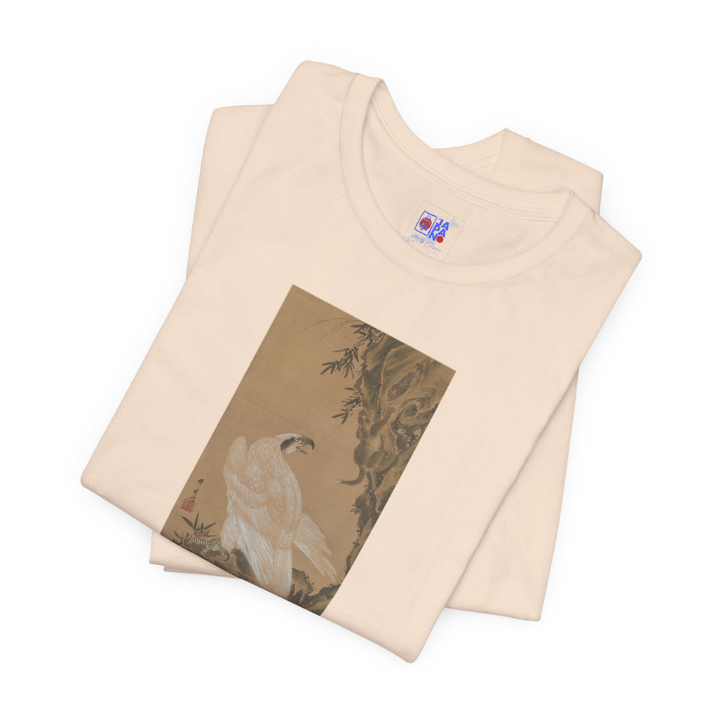 Kawanabe Kyōsai "White Eagle Eyeing a Mountain Lion" | Meiji-era Japanese Art Tee (Light)