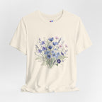 Japanese Autumn Garden Floral Tee — Kikyō, Cosmos & Morning Glory Bouquet