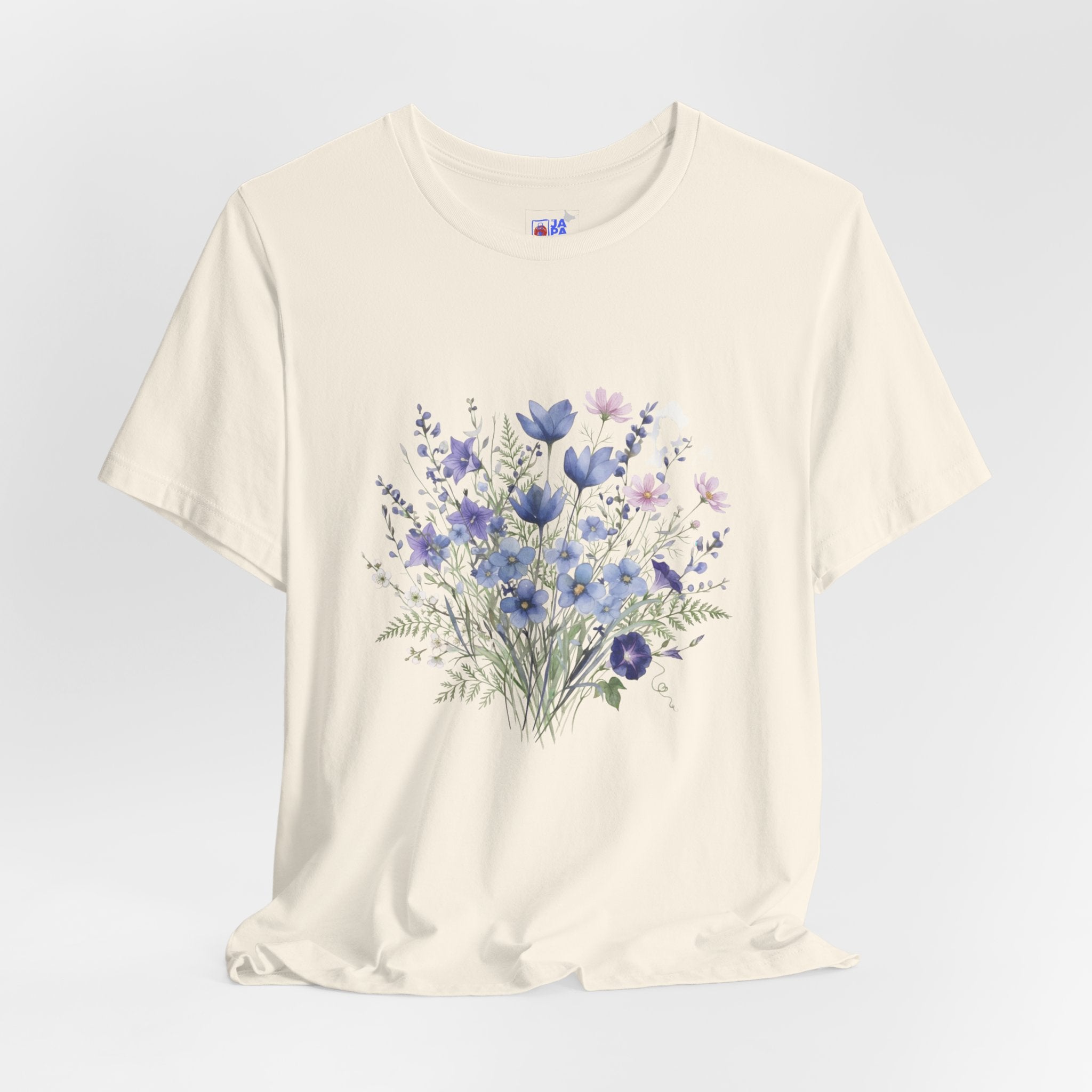 Japanese Autumn Garden Floral Tee — Kikyō, Cosmos & Morning Glory Bouquet