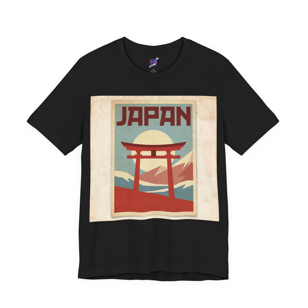 Japan Vintage Travel Poster T-Shirt — Torii Gate Sunrise Mountain Tee