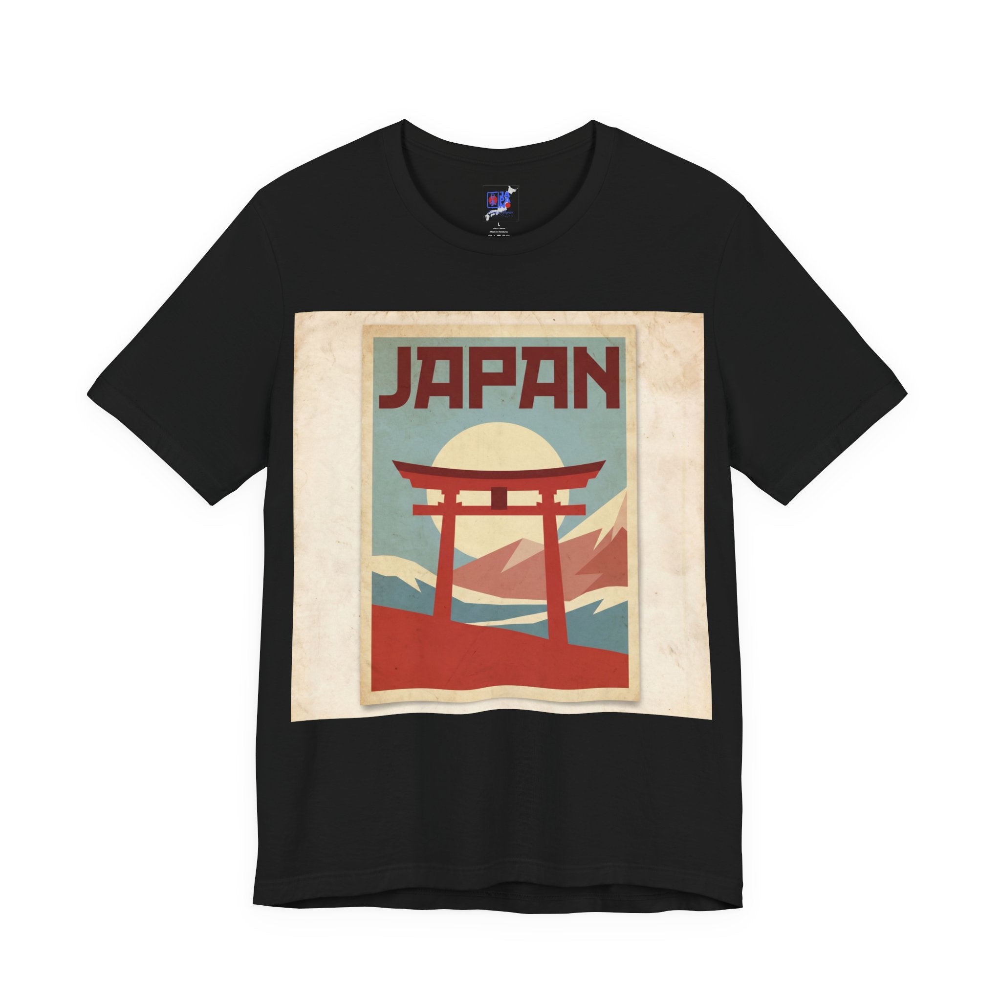Japan Vintage Travel Poster T-Shirt — Torii Gate Sunrise Mountain Tee