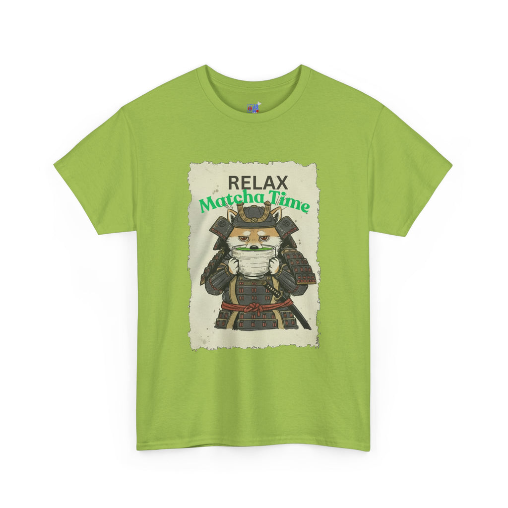 Samurai Shiba Inu Drinking Matcha Tee — Relax Matcha Time Graphic T-Shirt