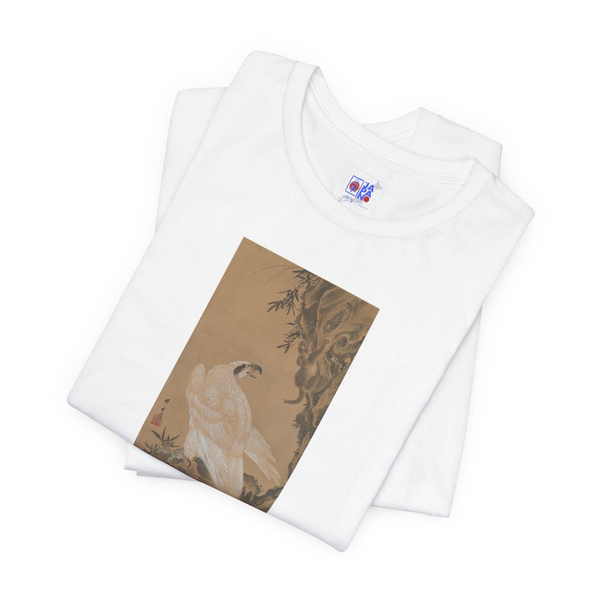 Kawanabe Kyōsai "White Eagle Eyeing a Mountain Lion" | Meiji-era Japanese Art Tee (Light)