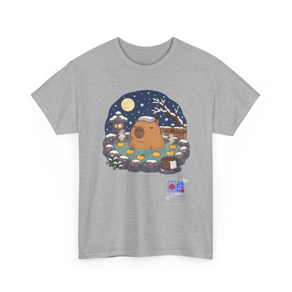 Kawaii Capybara Onsen T-Shirt — Japanese Hot Spring Winter Night Design