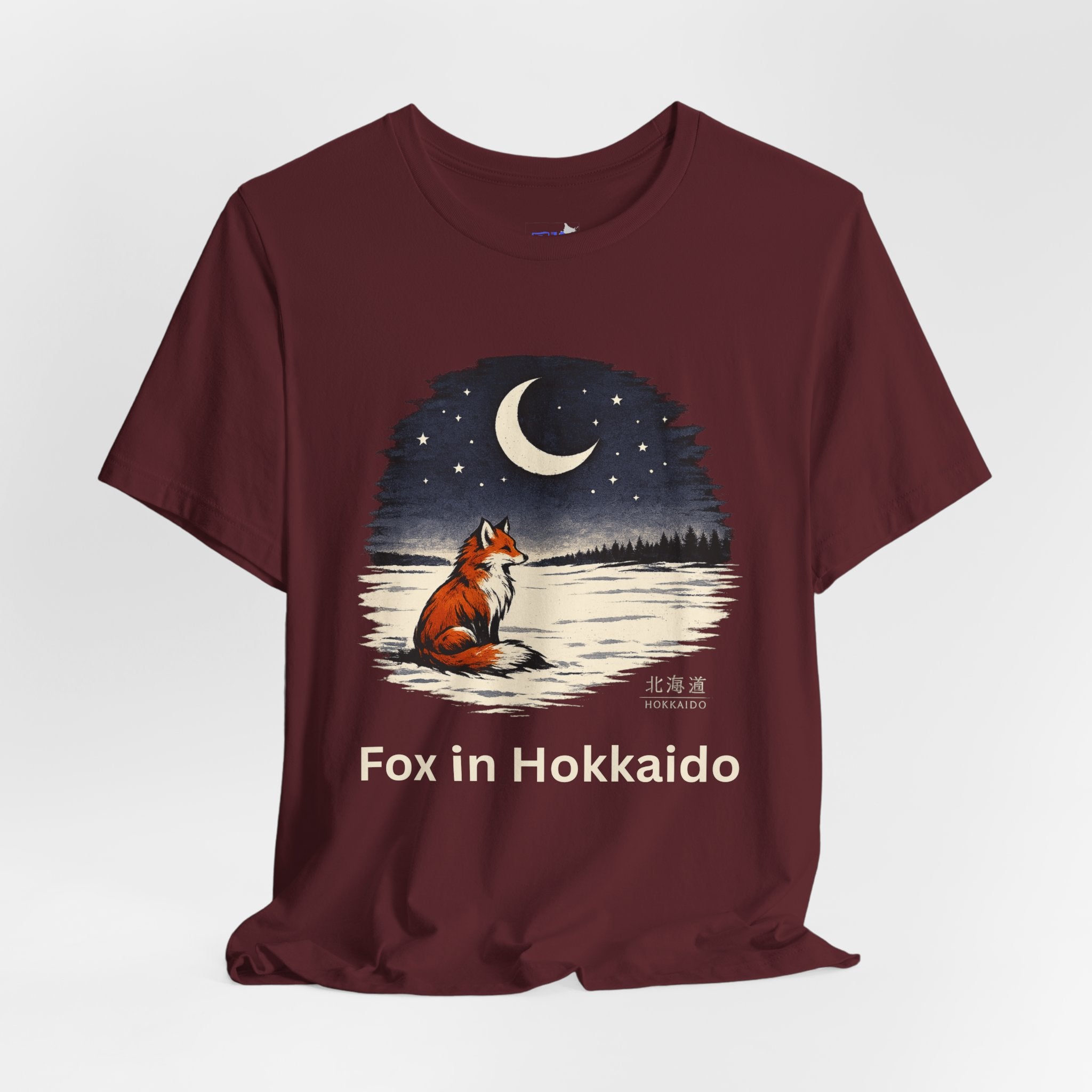 Hokkaido Fox — Kitsune Under the Winter Moon | Japanese Night Fox Graphic Tee