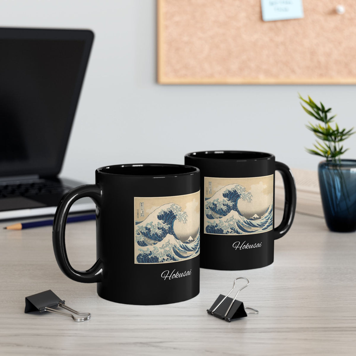 Hokusai Ktsushika Great Wave Black Ceramic Mug – Japanese Wave Art Coffee Cup (11oz/15oz)