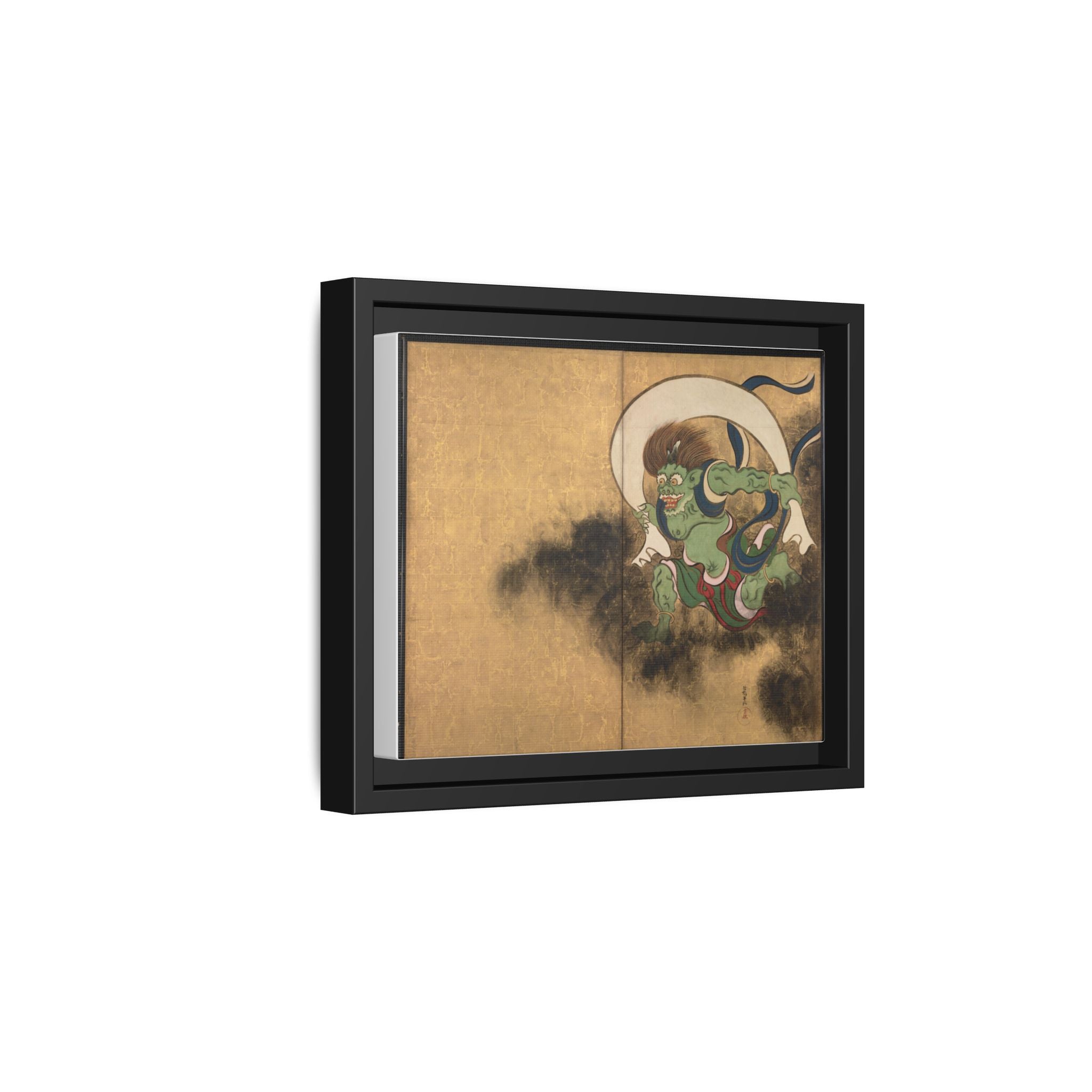 Fujin Wind God Framed Canvas Print, Ogata Korin Edo Period Japanese Art, Rinpa Schoo, Museum Reproduction, Japanese Mythology Wall Art