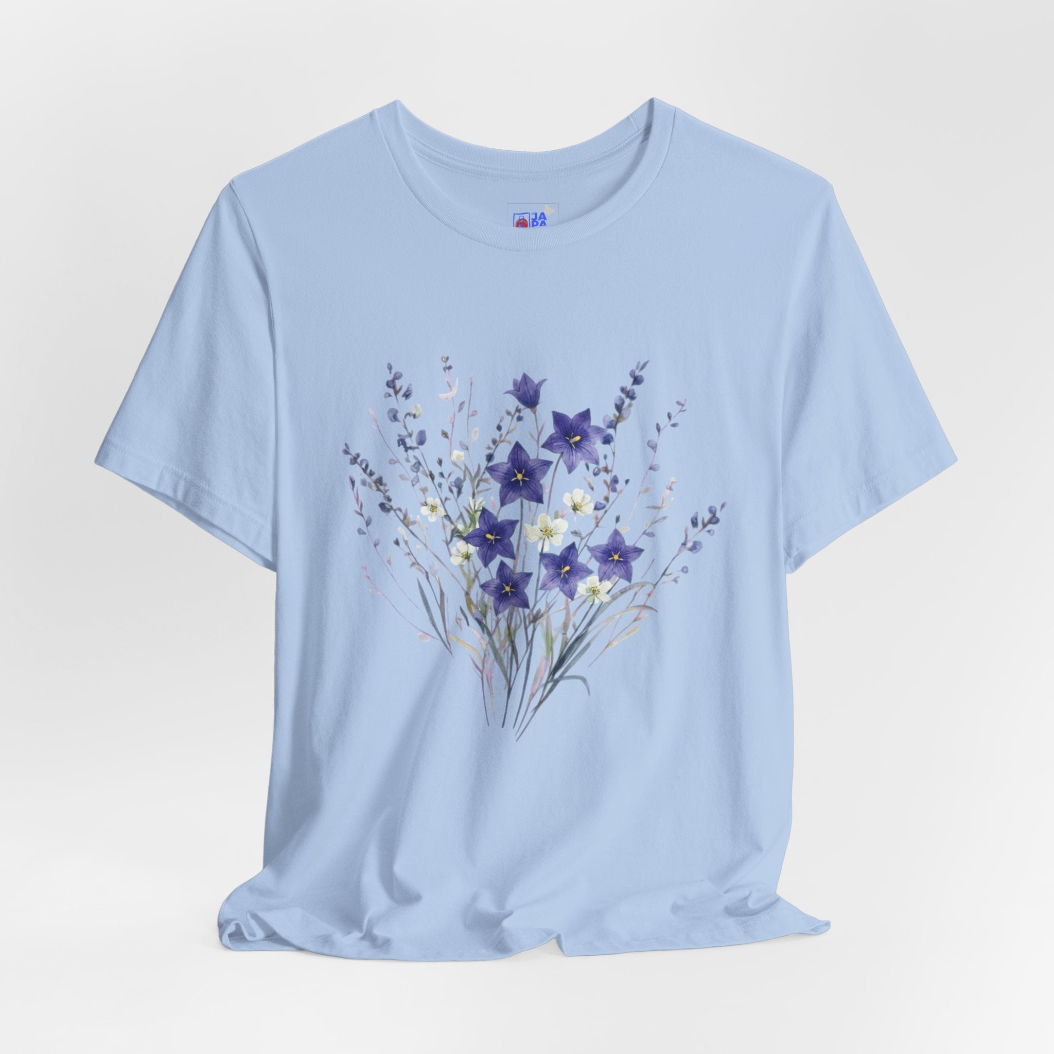 Japanese Kikyō Balloon Flower T-Shirt | Deep Purple Floral Dark Tee | Japan Autumn Botanical Art Shirt
