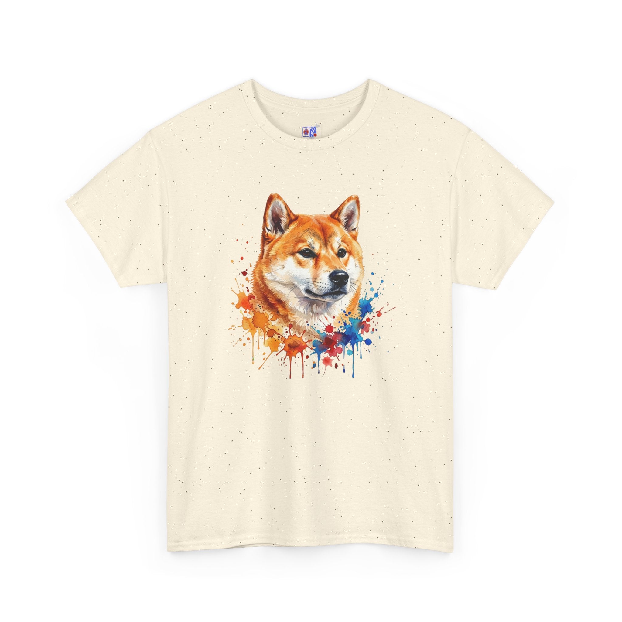Shiba Inu Watercolor T-Shirt — Colorful Dog Portrait Tee