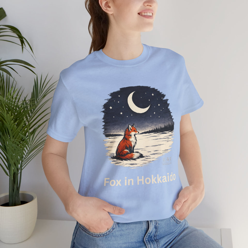 Hokkaido Fox — Kitsune Under the Winter Moon | Japanese Night Fox Graphic Tee