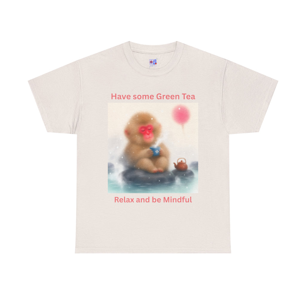 Mindful Monkey Tee — "Have Some Green Tea, Relax and Be Mindful" Cute Zen T-Shirt