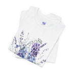 Japanese Wisteria and Forget-Me-Not T-Shirt | Fuji Wasurenagusa Dark Floral Tee | Japan Botanical Moonlit Garden Shirt