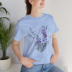Japanese Wisteria and Forget-Me-Not T-Shirt | Fuji Wasurenagusa Dark Floral Tee | Japan Botanical Moonlit Garden Shirt