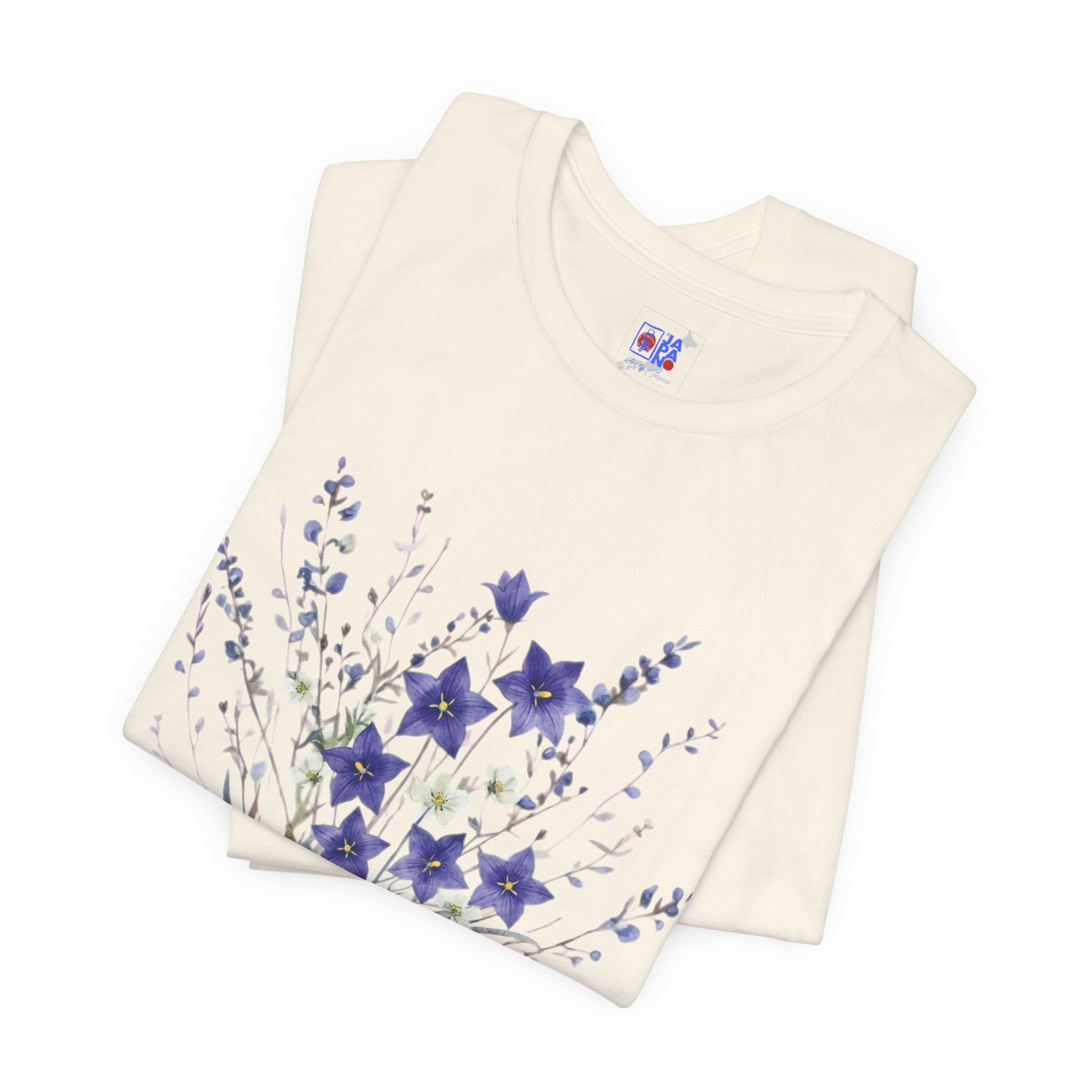 Kikyo (Balloon Flower) Floral Japanese Tee | Deep Purple Autumn Botanical Shirt