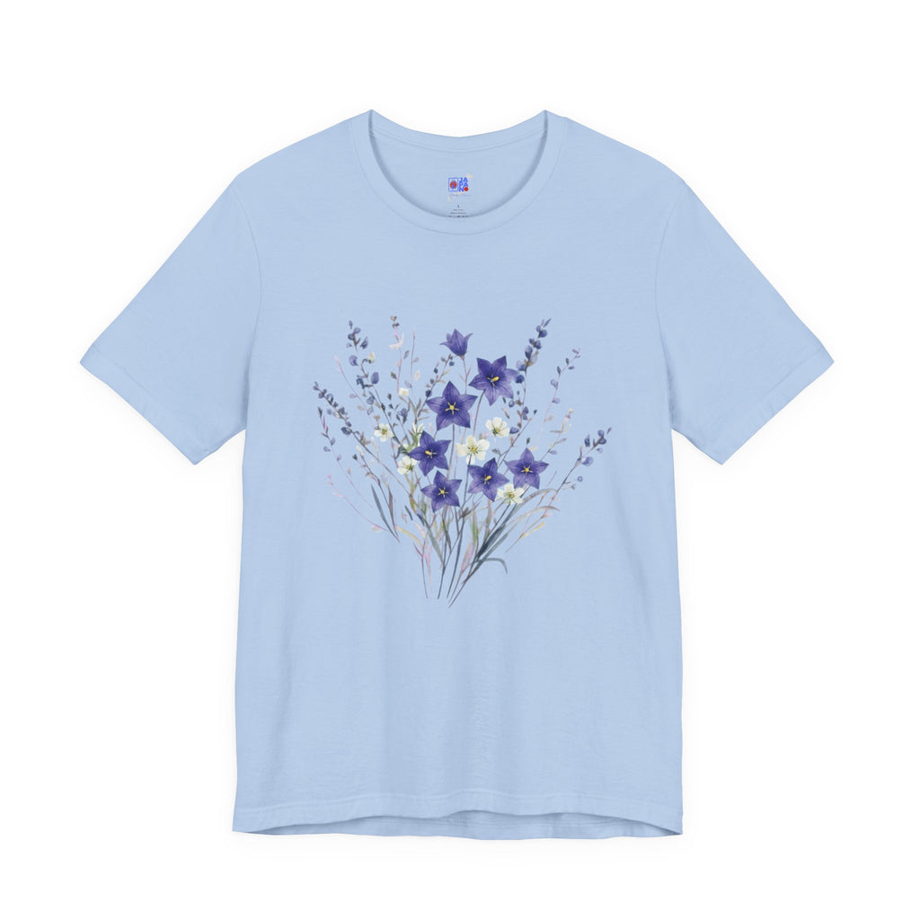 Japanese Kikyō Balloon Flower T-Shirt | Deep Purple Floral Dark Tee | Japan Autumn Botanical Art Shirt
