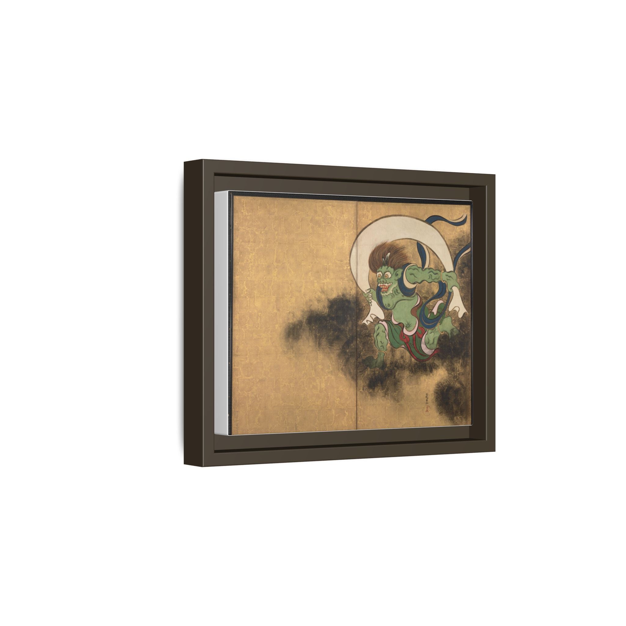 Fujin Wind God Framed Canvas Print, Ogata Korin Edo Period Japanese Art, Rinpa Schoo, Museum Reproduction, Japanese Mythology Wall Art