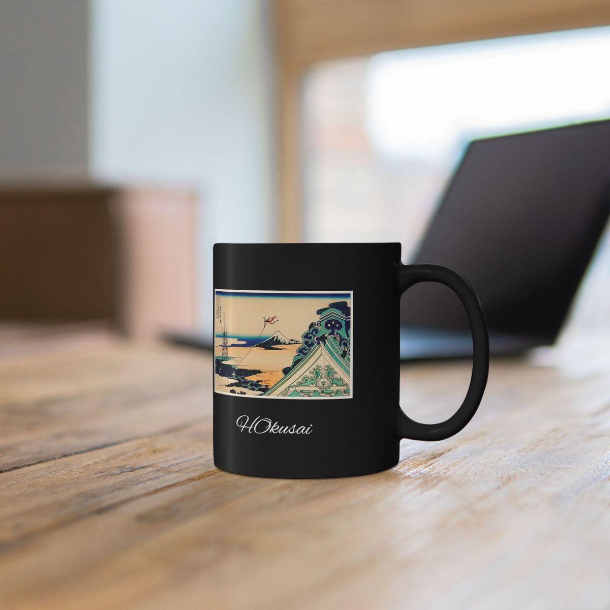 Hokusai Katsushika Hokusai Wave Art Black Ceramic Mug (11oz/15oz)