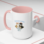 Shiba Inu Sundae Accent Coffee Mug — 'Fuwa Fuwa' Kawaii Peach & Sakura (11/15 oz)