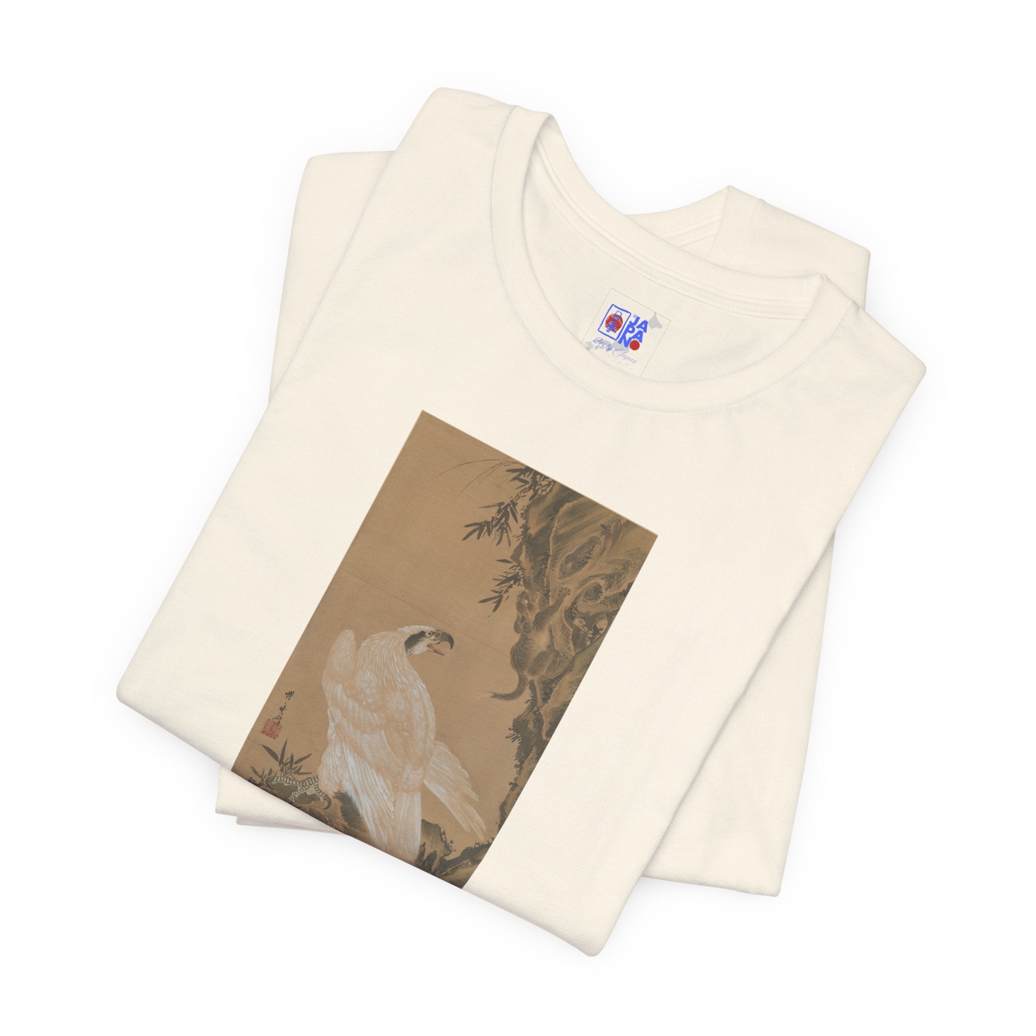 Kawanabe Kyōsai "White Eagle Eyeing a Mountain Lion" | Meiji-era Japanese Art Tee (Light)