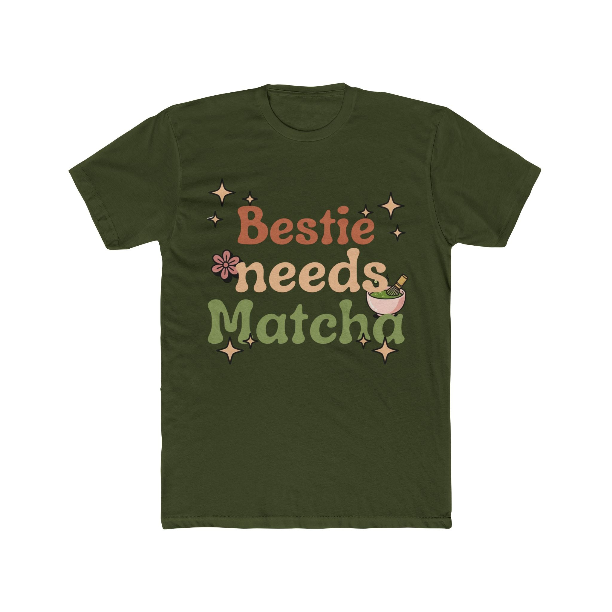 Bestie Needs Matcha Tee | Front-Print Typography Graphic | Matcha Collection