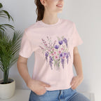 Japanese Wisteria and Sakura Bouquet T-Shirt | Fuji Cherry Blossom Dark Floral Tee | Japan Spring Flower Art Shirt