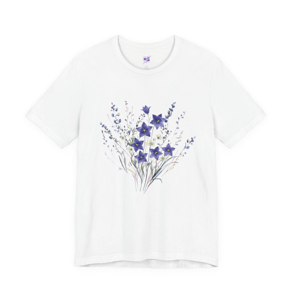 Japanese Kikyō Balloon Flower T-Shirt | Deep Purple Floral Dark Tee | Japan Autumn Botanical Art Shirt