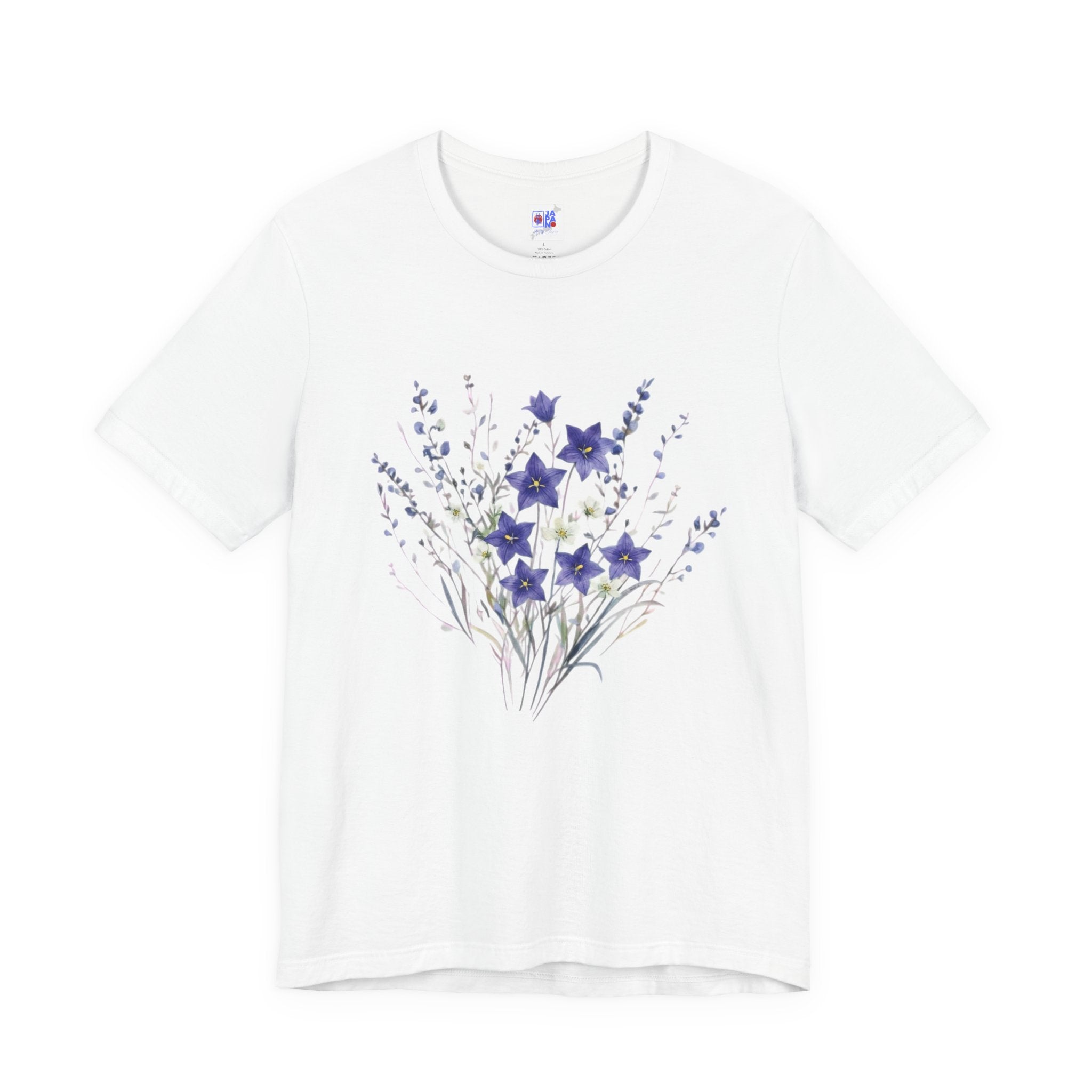 Japanese Kikyō Balloon Flower T-Shirt | Deep Purple Floral Dark Tee | Japan Autumn Botanical Art Shirt