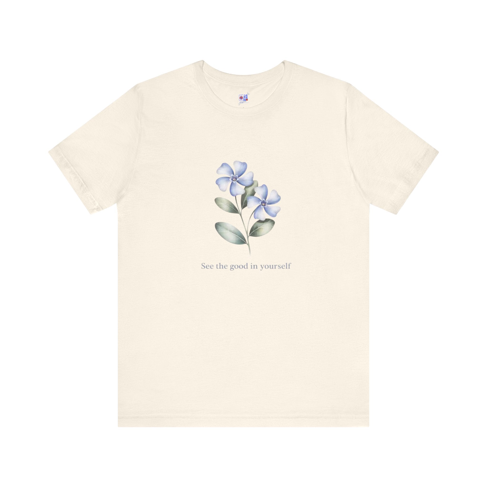 Wasurenagusa "Treasure Yourself" Tee — Minimal Japanese Botanical Self-Compassion Shirt