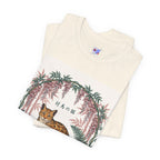 Leopard Garden Tee — Vintage Botanical Cat Graphic Shirt