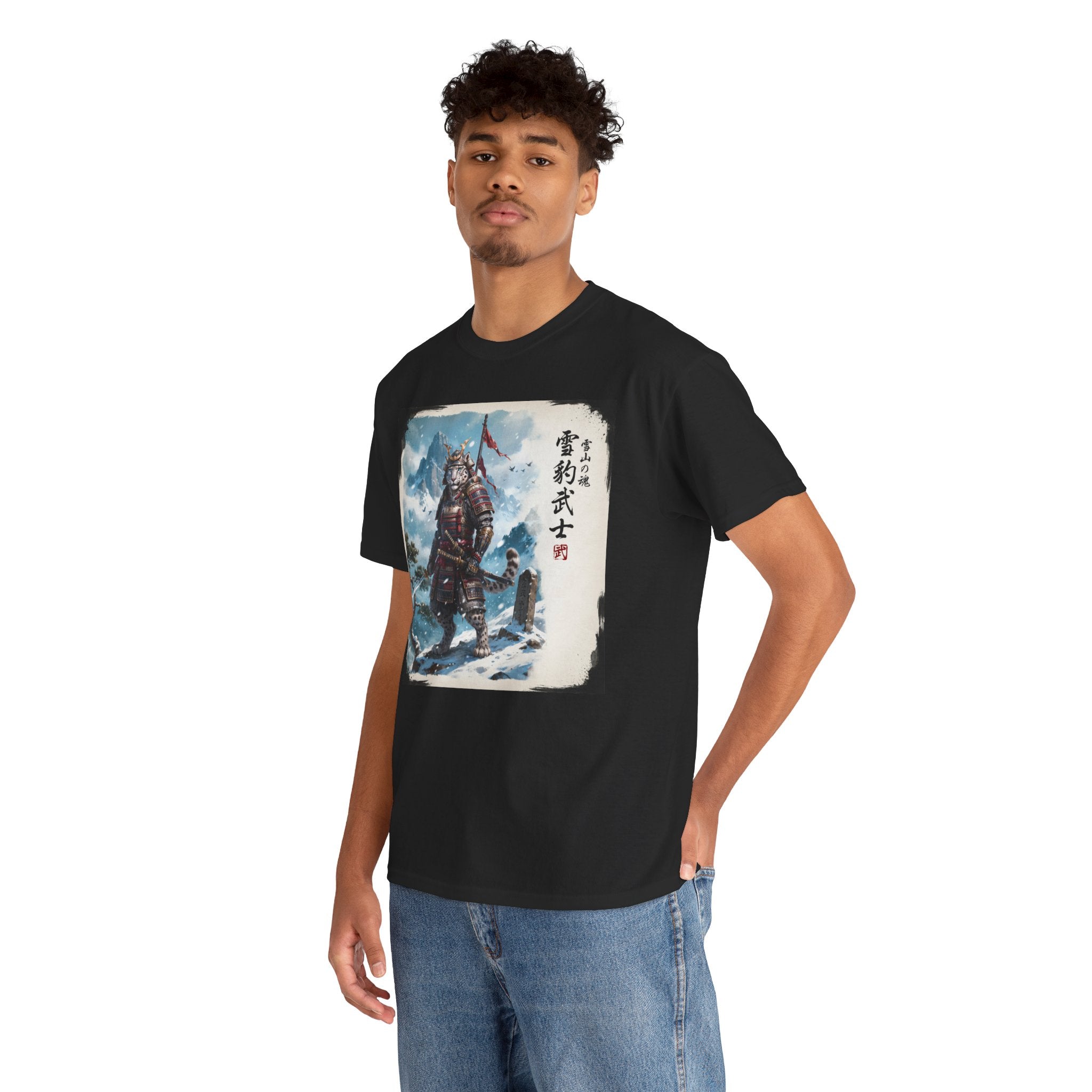 Snow Leopard Samurai T-Shirt — 雪豹武士 Soul of the Snow Mountain | Yukihyo Bushi Japanese Warrior Spirit Graphic Tee