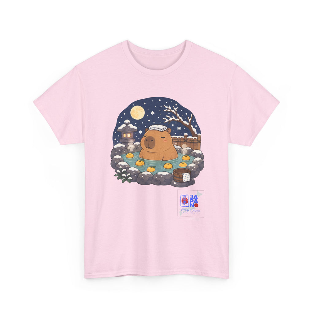 Kawaii Capybara Onsen T-Shirt — Japanese Hot Spring Winter Night Design