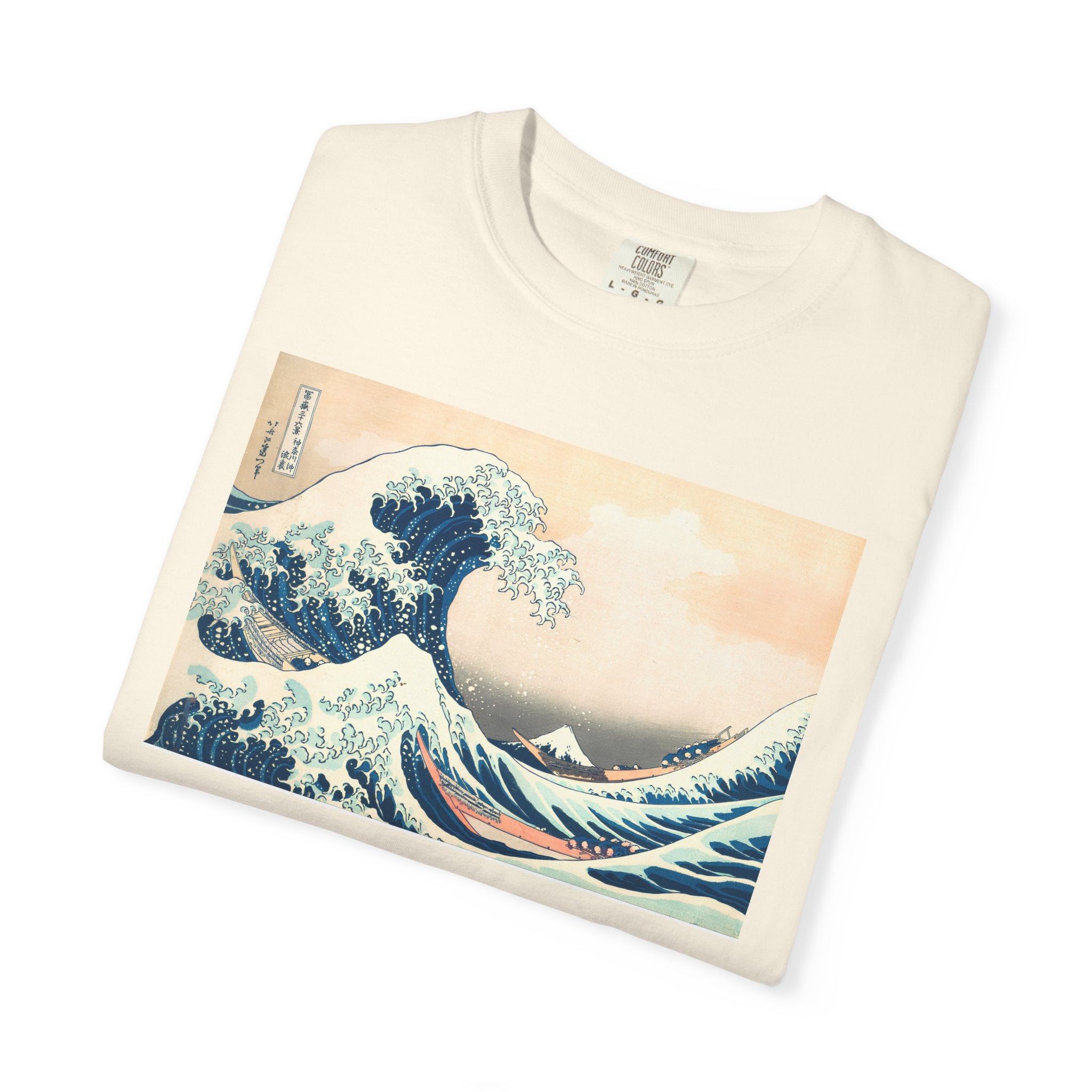 The Great Wave of Kanagawa Hokusai Art Tee Lighter color version — Comfort Colors 1717 Vintage Fit T-Shirt for Women