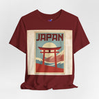 Japan Vintage Travel Poster T-Shirt — Torii Gate Sunrise Mountain Tee