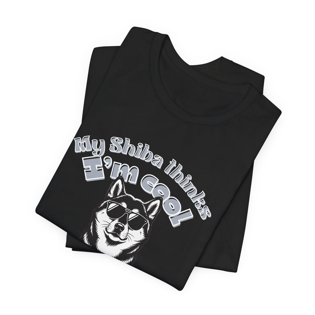My Shiba Thinks I'm Cool, Shiba Inu Sunglasses Graphic Tee, Japanese Dog Lover Gift, Unisex T-Shirt