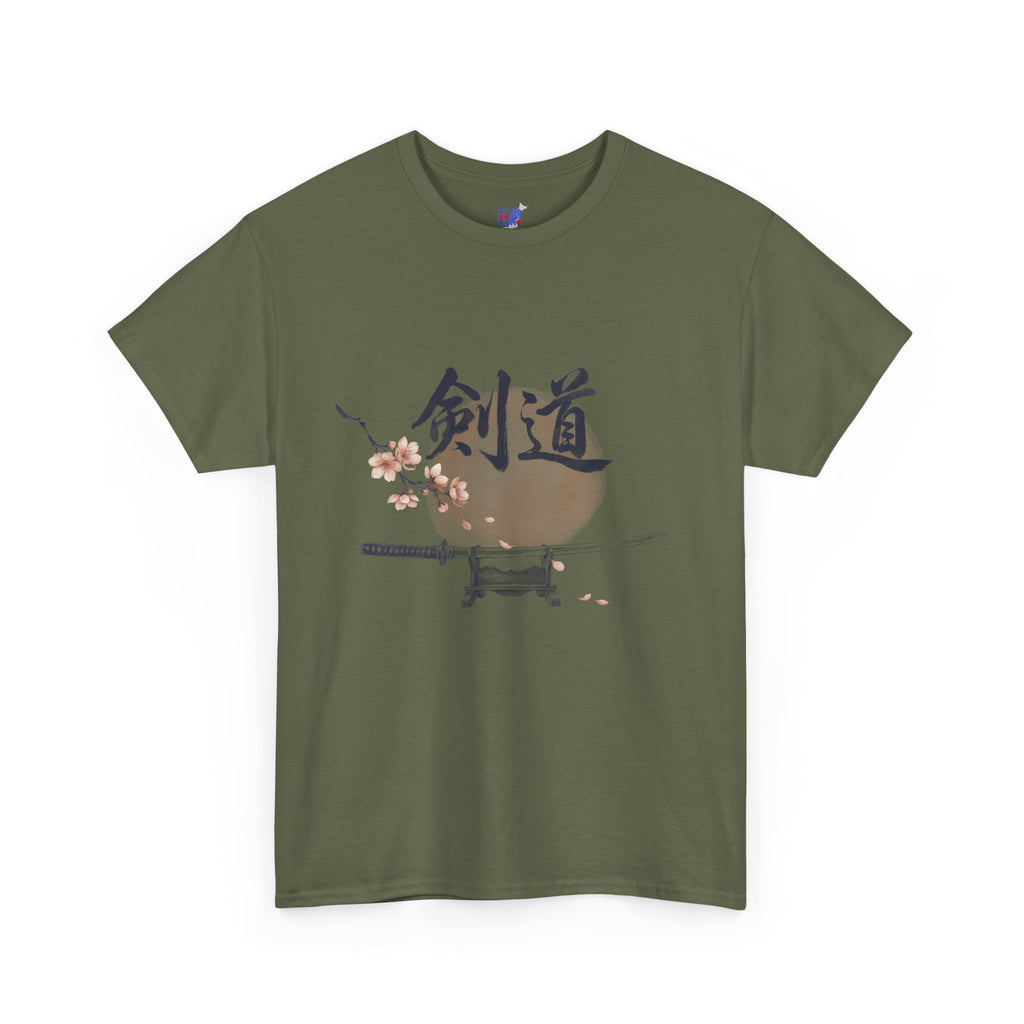 Kendo Katana T-Shirt, Japanese Calligraphy 剣道 Tee with Cherry Blossoms, Sensei Gift, Dojo Tribute & Martial Arts Lover Apparel