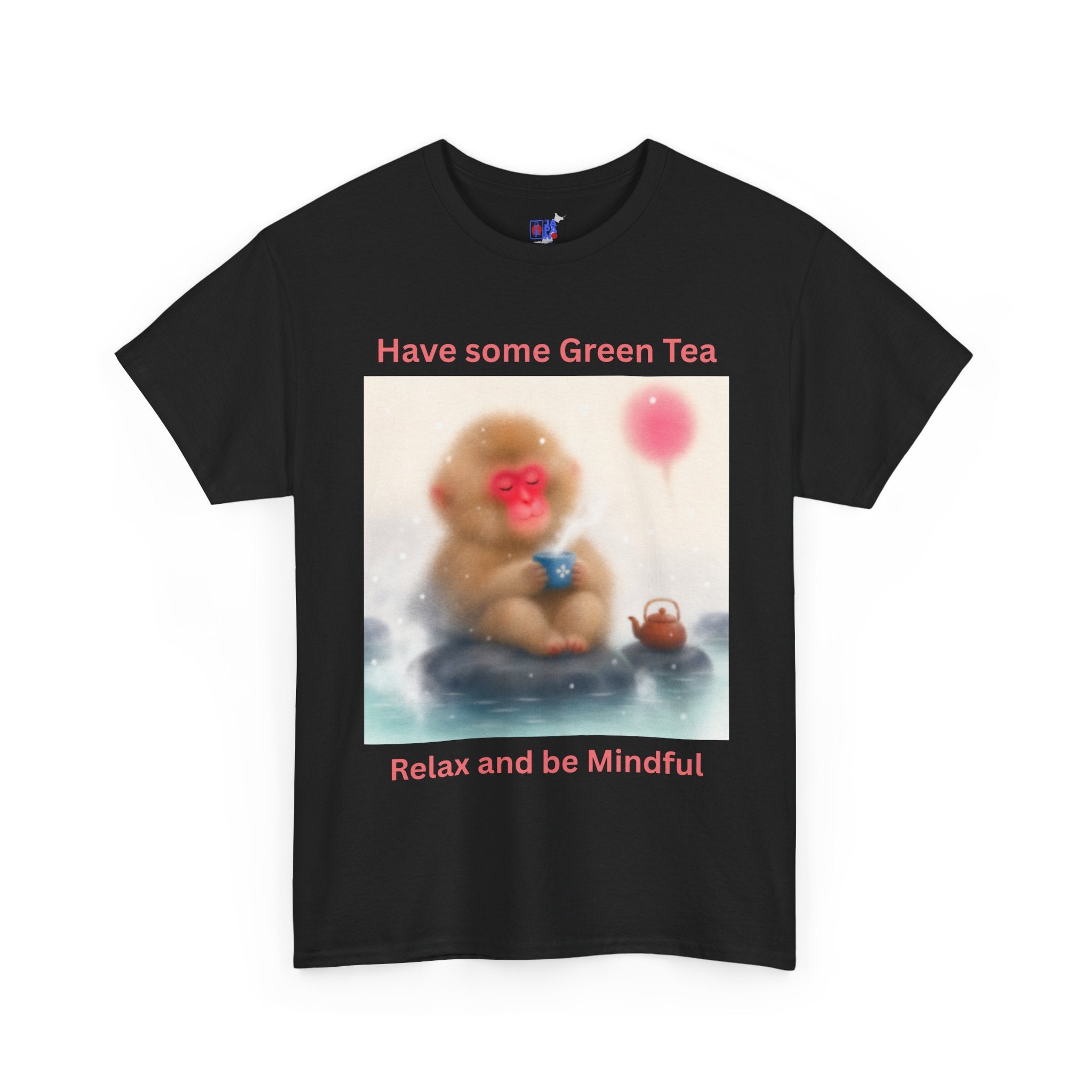 Mindful Monkey Tee — "Have Some Green Tea, Relax and Be Mindful" Cute Zen T-Shirt