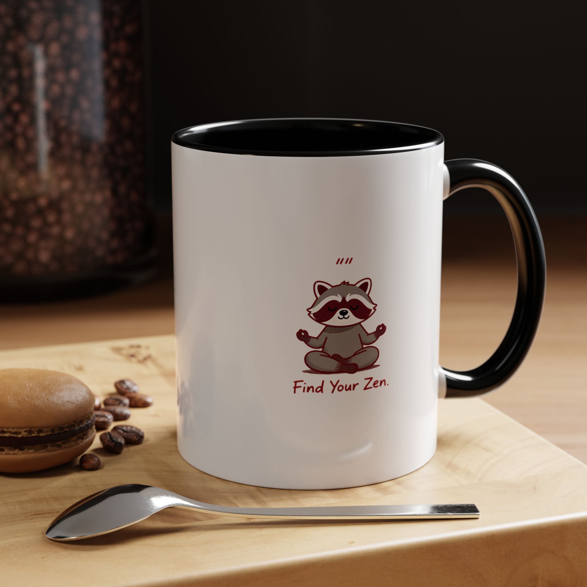 Zen Racoon Coffee Mug - "Find Your Zen" Accent Ceramic Mug