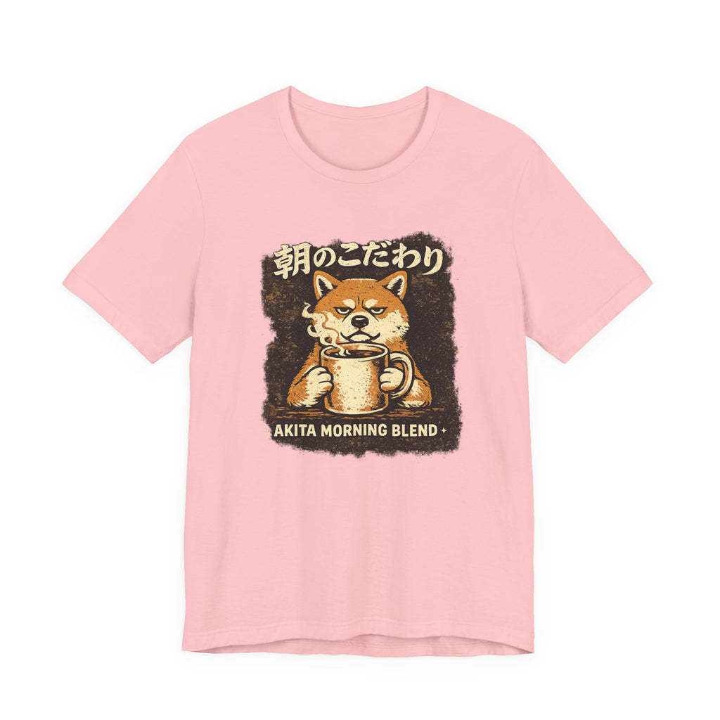 Akita Morning Blend Tee | Shiba Inu Coffee Dog Illustration